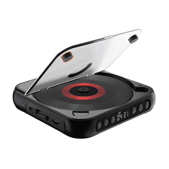 Tignapoo Vintage Bluetooth CD Player with Physical Buttons, Built-in Speaker, and Rechargeable Battery - Portable Music Player KC-918 in Black or White