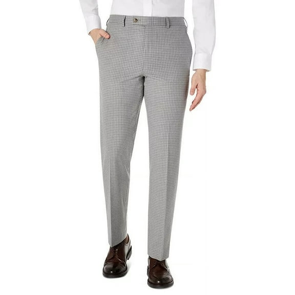 LAUREN RALPH LAUREN Classic-Fit Gray Grid Dress Pants Gray Plaids Size 40X30 $95