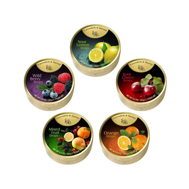 Cavendish & Harvey Hard Candy Drops Variety Pack 5 Flavors, 5.3 oz (5
