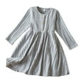 thumbnail image 1 of Ketyyh-chn99 Robes pour Filles Enfants Filles Automne Manches Longues Col Rond Boutonné Décontracté Évasée Ligne A Robe en Tricot Côtelé pour 6 Ans, Gris, 1 of 6