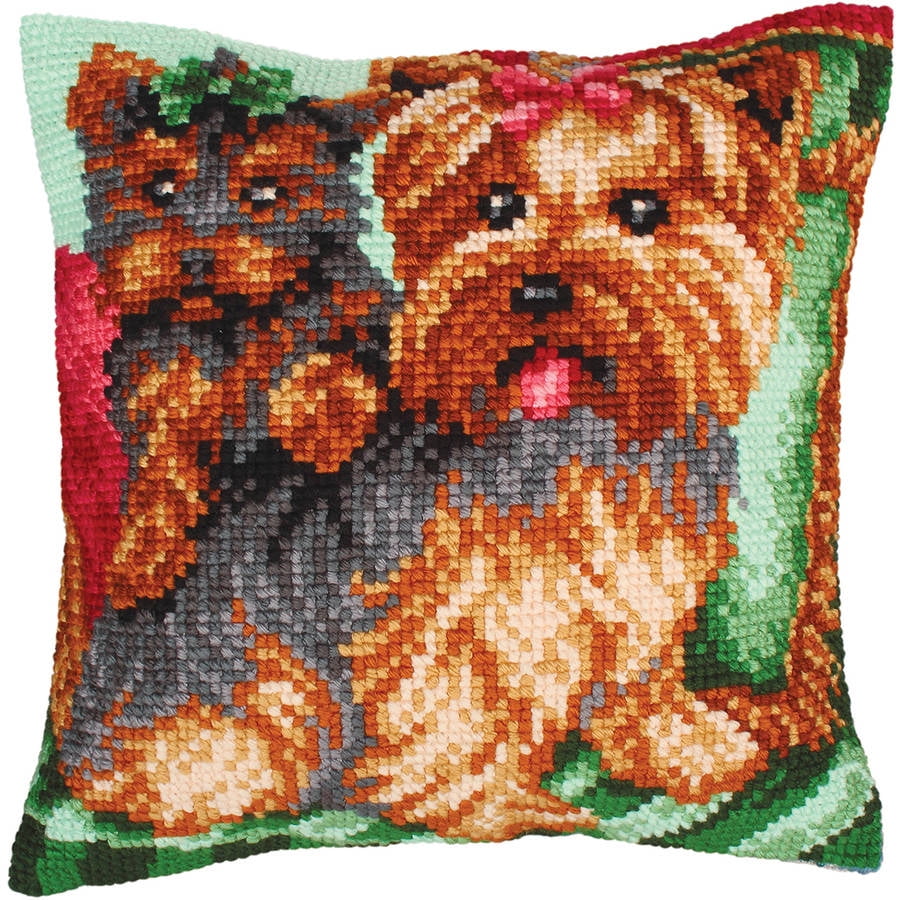 Collection D'Art Stamped Needlepoint Cushion Kit, 40cm x 40cm, Dogs On