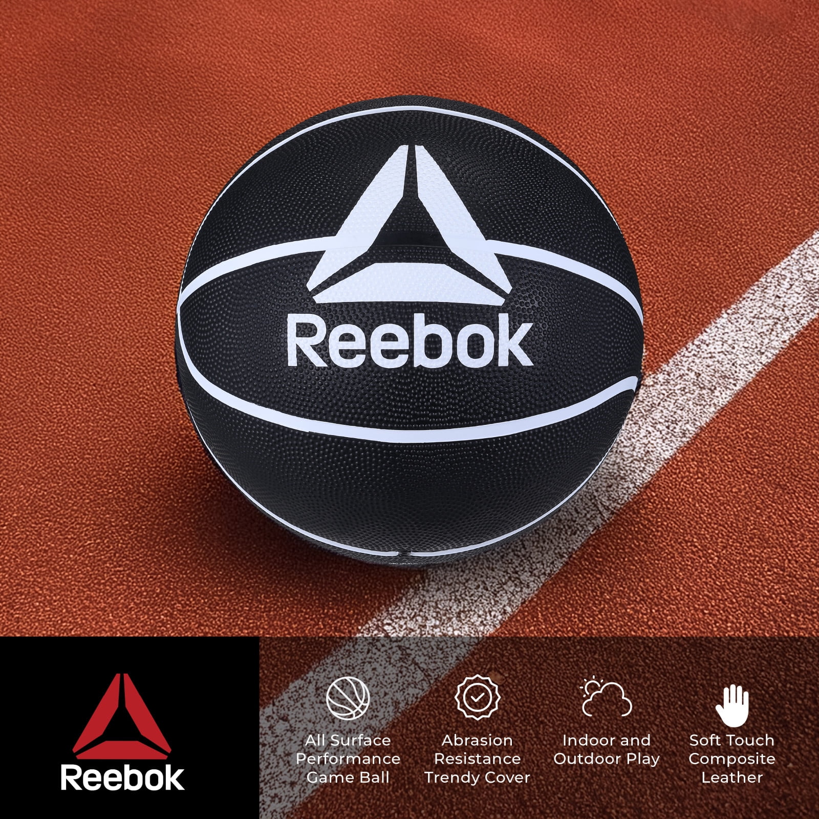 Reebok Durable Rubber Indoor/Outdoor Basketball with Inflatable Pump for Indoor & Outdoor Play, Size 5 (27.5 in)