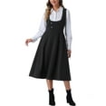 thumbnail image 2 of Vestido Pinafore Vintage INSPIRE CHIC para mujer con encaje, tirantes y botones, vestido midi con bolsillos XL negro, 2 of 6