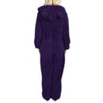 thumbnail image 6 of Women's Winter Plush Hooded Jumpsuit Home Clothes Pajamas Long Sleeves, Soft and Warm, Perfect for Loungewear and Cold Weather Indoors,Purple,2XL, 6 of 7
