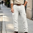 thumbnail image 2 of Mens Corduroy Pants Straight Wide Leg Button Work Pants Vintage Cargo Pants with Multi Pockets for Streetwear, 2 of 9