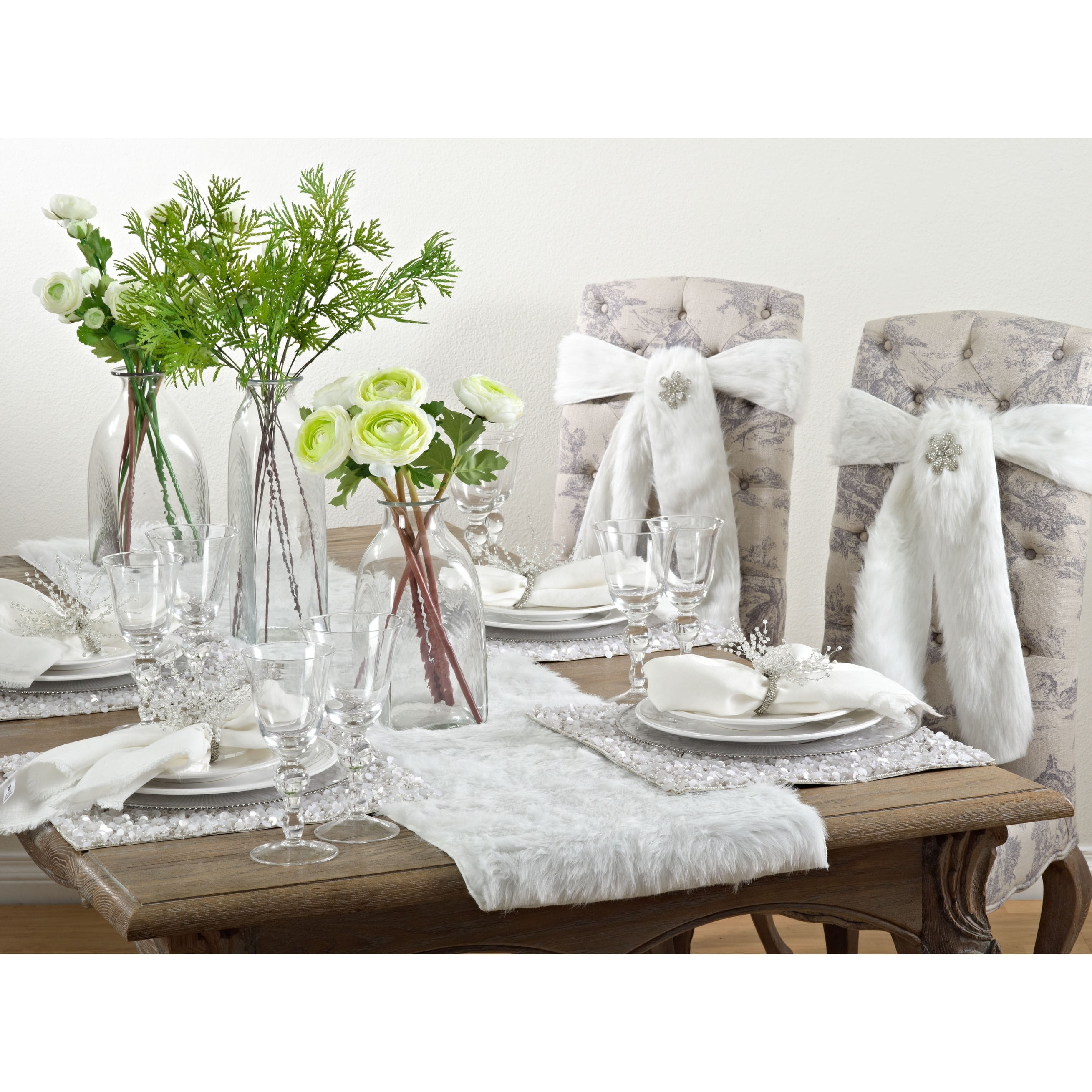 Saro Lifestyle Faux Fur Design Topper Table Runner