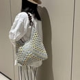 thumbnail image 3 of New Fashionable Handmade Woven Bag, Crochet Bucket Bag for Women, Handbags Hobo Handmade Flower Tote Bags(D), 3 of 7