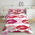 thumbnail image 2 of YST Red Pink Lip Comforter Set for Girls Teens Women 3D Mouth Print Bedding Sets 7 Piece Twin Sexy Lip Bed In A Bag Boys Modern Abstrict Art Quilt with Flat Fitted Sheet All Season, 2 of 5