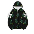 thumbnail image 4 of Cutuoiiu Women's Daily Bow Loose Long Sleeved Zipper Hooded Jackets Gifts, 4 of 4