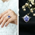 thumbnail image 3 of Rosec Jewels Lab Grown Blue Sapphire Teardrop Engagement Ring with Diamond Halo - Statement Ring - AAAA Grade - with Jewelry Box, 10K White Gold, US 4.00, 3 of 9