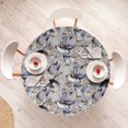 thumbnail image 4 of Ambesonne Vintage Fitted Round Tablecloth, Brush Strokes Retro Flowers, 45"- 56" Diameter, Ceil Blue and Pale Brown, 4 of 5