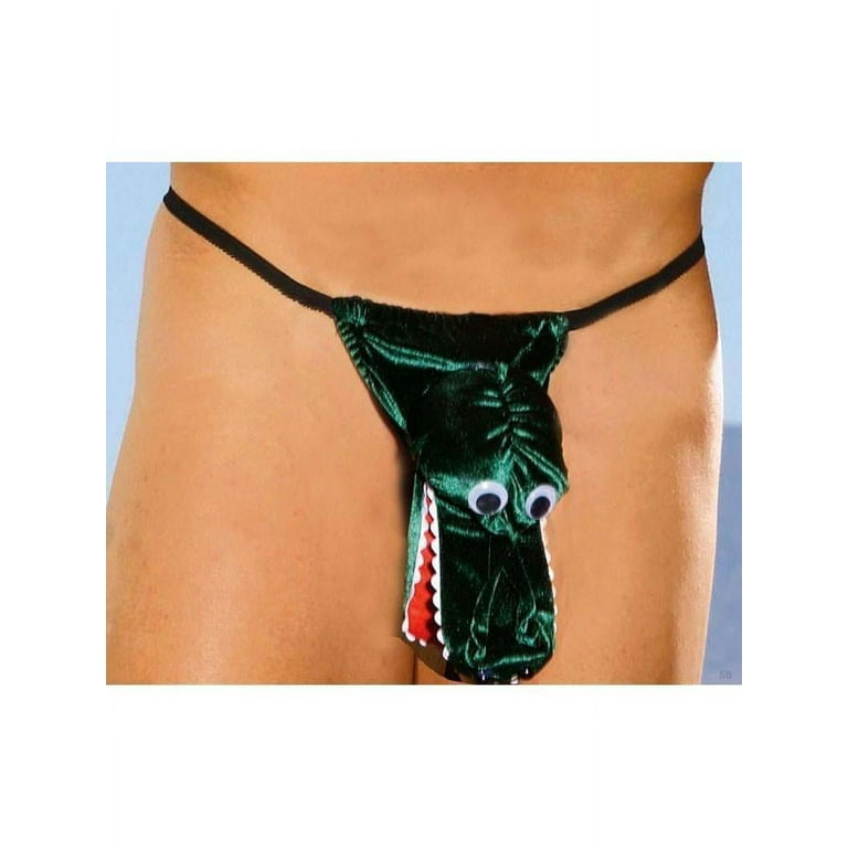 Elegant Moments Men's Sexy Green Alligator Reptile Pouch Thong Underwear Std