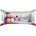thumbnail image 3 of GZHJMY Snowman Satin Pillowcase, Soft Breathable Silk Pillow Case with Envelope Closure for Hair and Skin, Queen Size 30 x 20 Inch Home Decor, 3 of 7