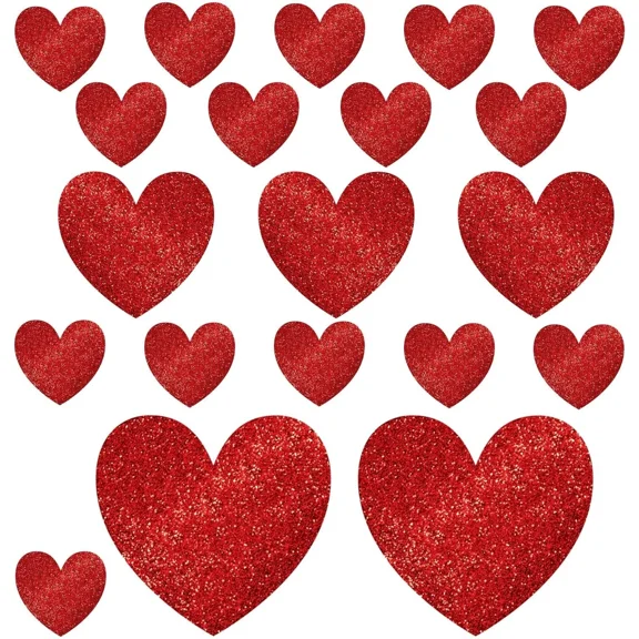 Glitter Paper Hearts Valentine'S Day Holiday Theme Party Decoration Cutouts