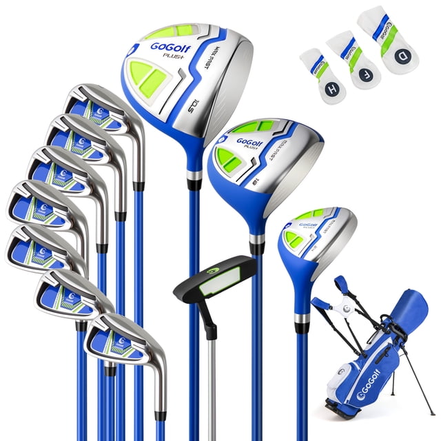 Gymax Ensemble Complet de 12 Pcs pour Hommes de Clubs de Golf Main Droite avec Porte-Pouces Support de Golf Sac Capuchon de Pluie