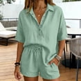 thumbnail image 2 of Linen Sets For Women 2 Piece Short Sets Women 2 Piece Outfits Travel Outfits For Women 2 Piece Short Sets For Women 2 Piece Outfits For Women Vacation Outfits For Women Matching Set Summer, 2 of 5