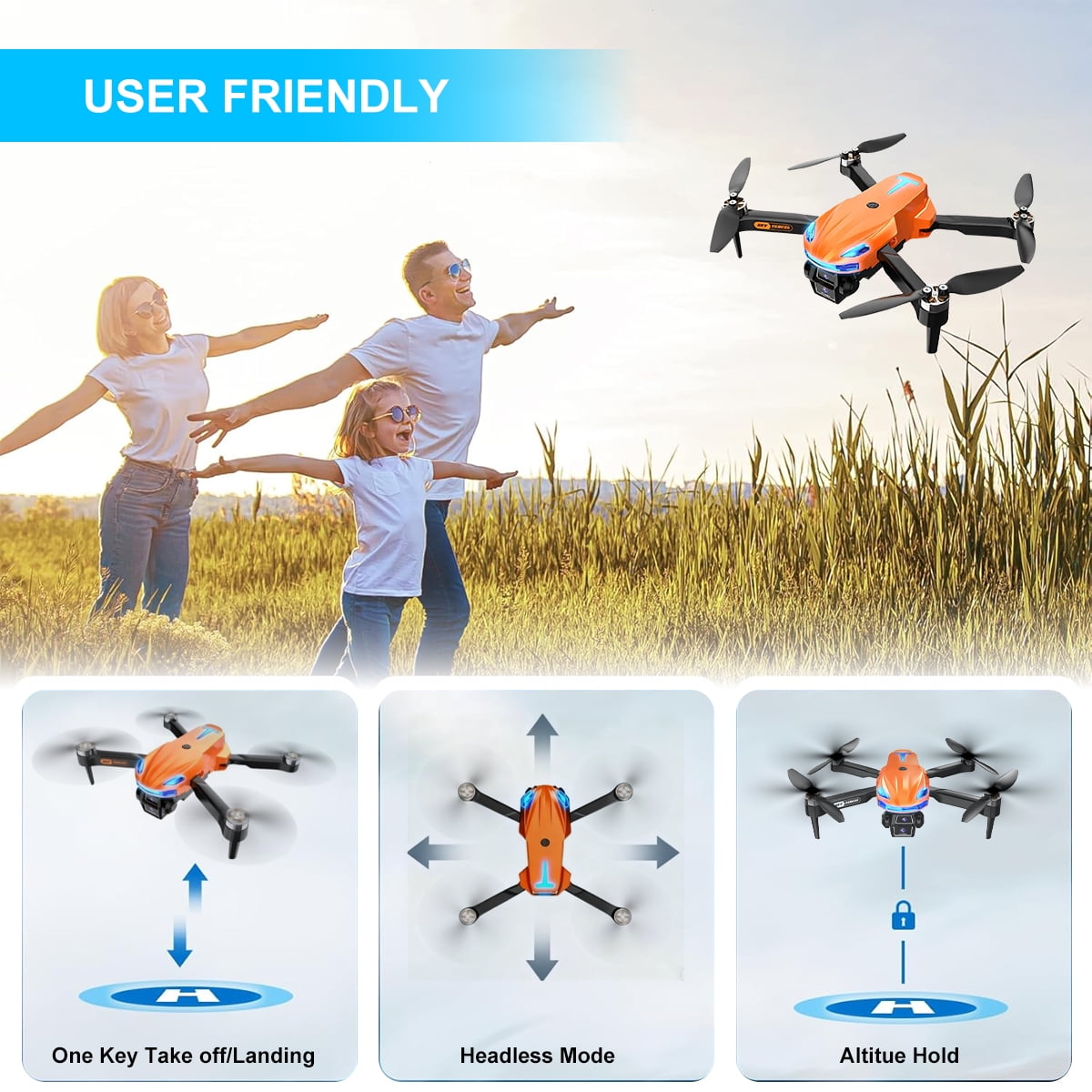 Drone with Camera for Kids, 1080P HD FPV Foldable Drone with Brushless Motor, Altitude Hold, 2 Batteries, RC Quadcopter Toys Gifts for Boys Girls, Adults Beginners