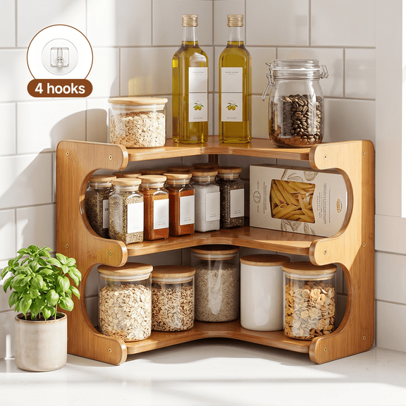 3-Tier Corner Desktop Shelf - Brown