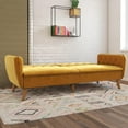 thumbnail image 2 of Novogratz Tallulah 83" Memory Foam Futon Sofa Bed, Mustard Yellow Velvet, 2 of 20