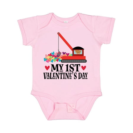 

Inktastic My 1st Valentines Day Truck Crane Gift Baby Boy or Baby Girl Bodysuit