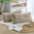 thumbnail image 6 of Home Soft Things Serenta Jacquard Rabbit Faux Fur Throw Pillow Covers 2 Piece Set, 14" x 26", Taupe, 6 of 6