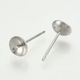 thumbnail image 2 of Resistant 304 Stainless Steel Stud Earring Findings For Half Drilled Beads Stainless Steel Color 6mm Pin: 0.8mm, 2 of 2