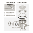 thumbnail image 2 of 2pcs 3-1/2inch Commercial Sink Drain with Twist Lever Handle, Waste Drain Valve with Overflow Inlet,2 x Lower sewer, 2 of 6
