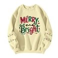 thumbnail image 4 of Women's Fashion Casual Long Sleeve Crewneck Loose Fit Pullover Fleece Sweatshirt with Christmas Holiday Print MERRY and Bright for Comfortable Everyday Wear,Army Green,L, 4 of 6