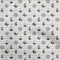 thumbnail image 1 of oneOone Silk Tabby Brown Fabric Nautical Boat Anchors Craft Projects Decor Fabric Printed By The Yard 42 Inch Wide, 1 of 4