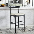 thumbnail image 2 of Safavieh Lionel Retro Bar Stool with Cream Upholstered Seat, Black/Cream, 2 of 12