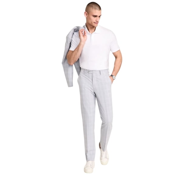 Alfani Mens Slim fit Dress Pants 38 / 30 Grey Plaid Stretch