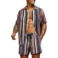 thumbnail image 1 of Faithtur Men's Hawaii Shirt Suits, Fashion Printed Button Down Short Sleeve Shirt + Beach Shorts Set, 1 of 9