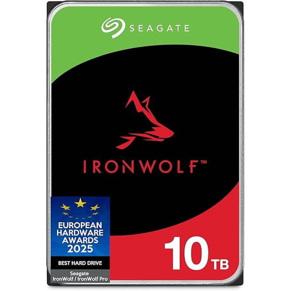 Seagate IronWolf 10TB NAS Internal Hard Drive, 3.5" SATA 6Gb/s, 7200 RPM, CMR, RAID Optimized, IronWolf Health Management – for NAS Systems (ST10000VN000)