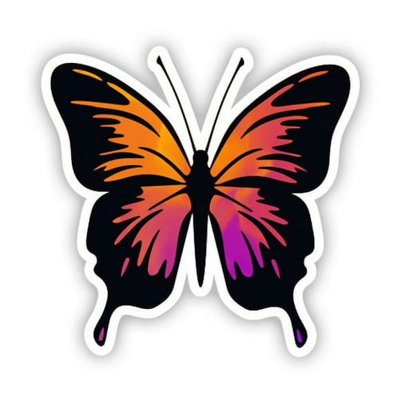 Pretty Orange Purple Butterfly - 3" Vinyl Sticker - For Car Laptop I-Pad Phone Helmet Hard Hat - Waterproof Decal