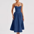 thumbnail image 5 of FINALGANG Women's Solid Color Spaghetti Strap Midi Dress Sweetheart Neck Flared Skirt Regular Fit Dress Summer Casual Daily Date Dress, 5 of 8