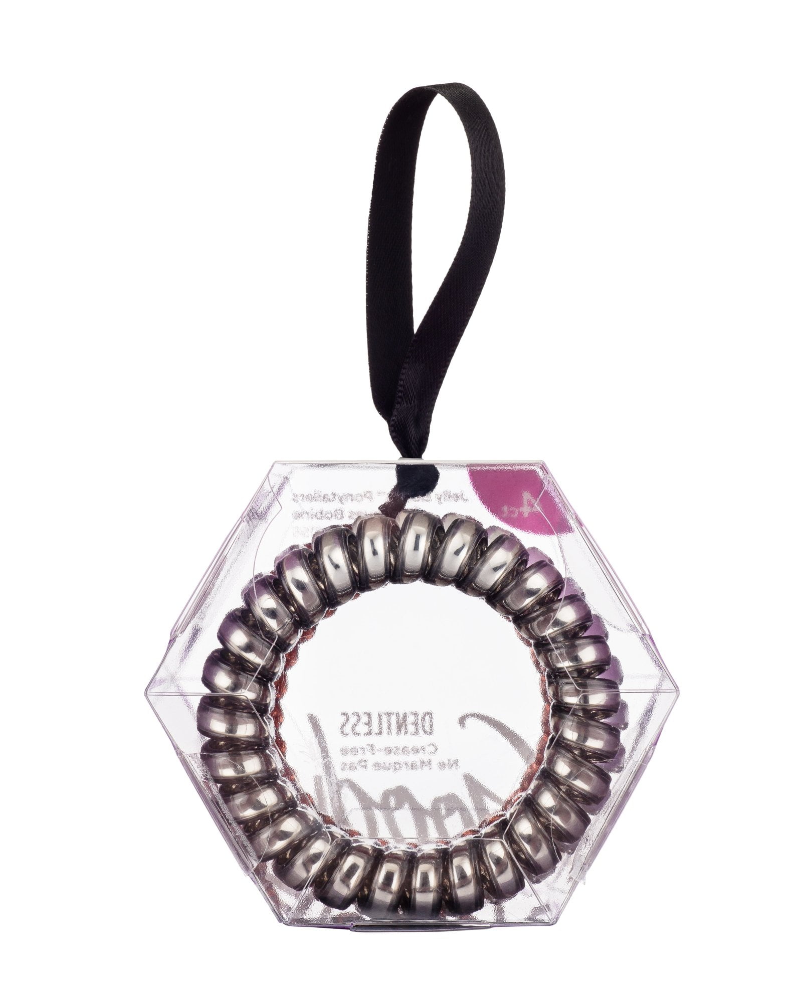 Goody Icy Holiday Coils Pink and Silver Dentless Jelly Bands 4 CT