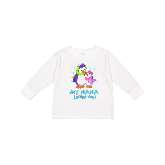 Inktastic My Nana Loves Me Cute Penguins Girls Long Sleeve Toddler T-Shirt