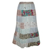 Mogul Womens Maxi Skirt Ethnic Gujarati Patchwork Vintage Boho Retro Long Skirts