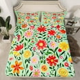 thumbnail image 2 of Feelyou Kawaii Spring Floral Bed Sheets, Rustic Vibrant Flower King Sheets, Farmhouse Botanical Plant Sheet Set, Super Cozy Room Decor, 4pcs, 2 of 7