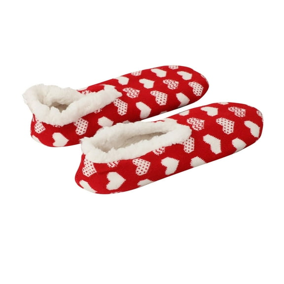 Wlynlyn Womens Slipper Socks Fleece Sherpa Lined Warm House Slippers Ankle Low Cut Slipper Socks(1 size,Red)