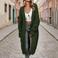 thumbnail image 2 of Otvok Womens Oversized Long Sleeve Knit Cardigan, Ladies Diamond Cable Knit Open Front Maxi Length Casual Sweater Coat, 2 of 7