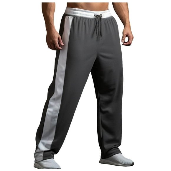 SGMVNU Sweatpants for Men Casual Mens Sweatpants Joggers Wide Leg Sweatpants Trousers with Pocket Drawstring Elastic Waist Color Block Comfort Lightweight Joggers Pants(Dark Gray, XL)