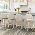 thumbnail image 5 of LUE BONA 26'' Swivel Bar Stools Set of 3, Counter Stools with Back & Footrest for Kitchen,Linen, 5 of 8
