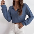 thumbnail image 7 of BLVB Women Long Sleeve Tops Knit Shirts Fashion Cropped Top Casual Loose V Neck Tunic Tee T Shirts Women Clothes, 7 of 7