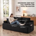 thumbnail image 3 of CKEASEAN 66.5'' Boneless Loveseat Sofa Couch with Cup Holders & Side Pockets, Modern Corduroy Upholstered 2-seat Couch with Throw Pillow, No Assembly Required, Cloud Floor Couches for Small Spaces, 3 of 12