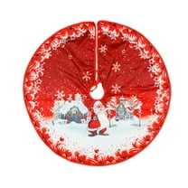 EWASWON Christmas 47 Inch Red Christmas Tree Skirt with Santa & Reindeer Print - Durable Polyester, Timeless Holiday Decor for 47" Trees