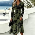 thumbnail image 5 of Long Sleeve Midi Dresses for Women V Neck Long Sleeve a Line Dresses Long Loose Casual Floral Dresses, 5 of 5