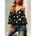 thumbnail image 2 of Asyoly Womens Tops Summer Casual Cold Shoulder 3/4 Sleeve Top Leopard Print Mesh Pullover Loose Fit Shirts, 2 of 5