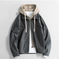 thumbnail image 1 of Pisexur Mens Winter Jacket Zipper Long Sleeve Solid Color Winter Coats for Men Casual Oversized Hooded Jackets Outerwear Plus Size Mens Coat with Pockets M-4XL, 1 of 1