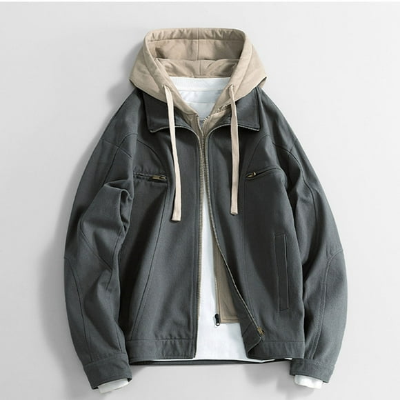 Pisexur Mens Winter Jacket Zipper Long Sleeve Solid Color Winter Coats for Men Casual Oversized Hooded Jackets Outerwear Plus Size Mens Coat with Pockets M-4XL